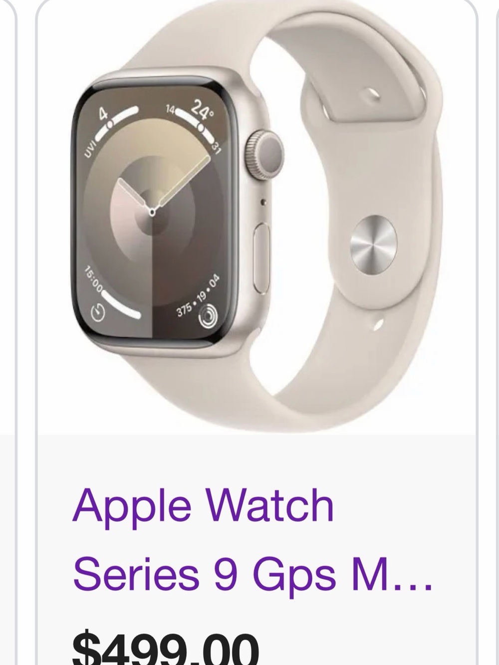 Apple Watch Series 9 in Starlight with Starlight Silicone Band